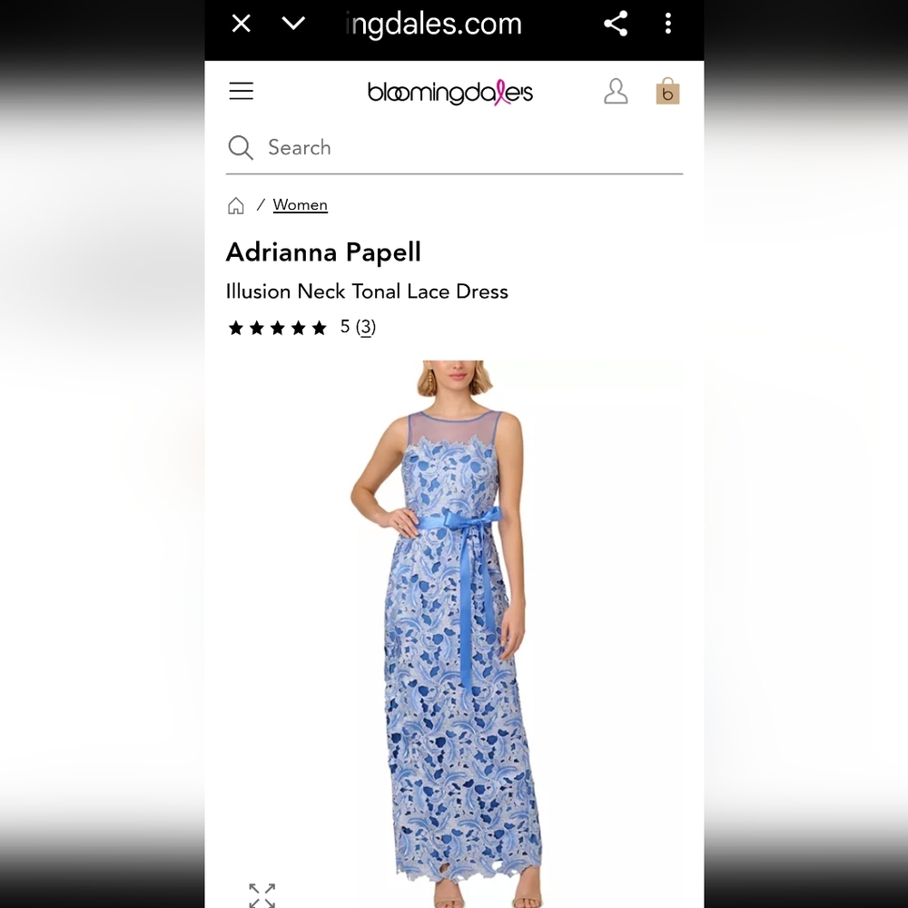 Adrianna Papell Light Blue Lace Maxi Dress